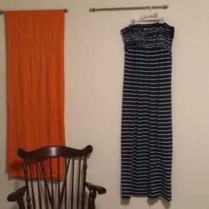 Blue and white ruched maxi dress XL